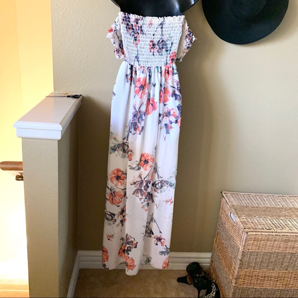 LAVENDER FIELD Floral Smocked off Shoulder Maxi - Picture 2 of 7